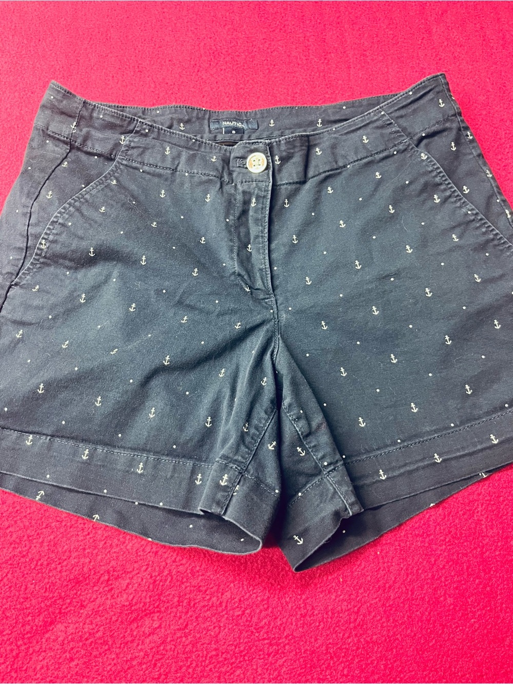 Nautica Black Anchor-Print Cotton Bermuda Shorts